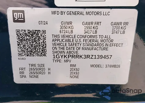 2024 Cadillac Lyriq Luxury W/1Sd from USA, damaged, VIN 1GYKPRRK3RZ139457